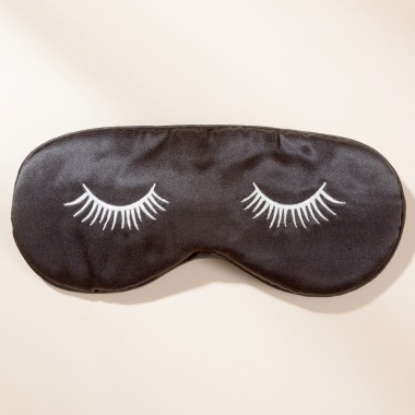 Best Black Silk Eye Mask with Printed Eyelashes Canada