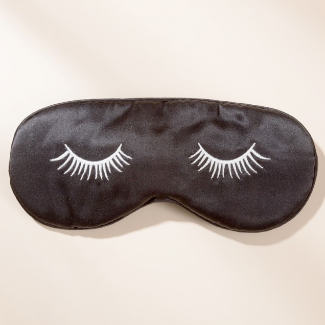 Best Black Silk Eye Mask with Printed Eyelashes Canada