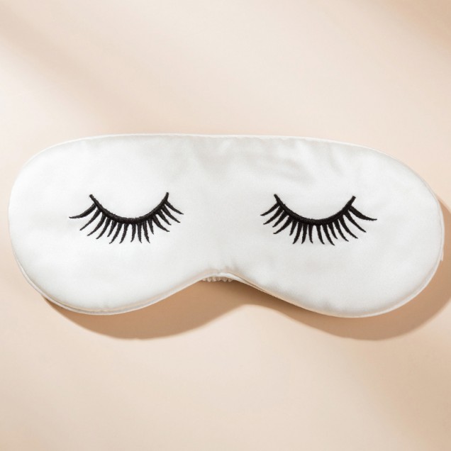 Best White Silk Eye Mask with Printed Eyelashes Canada