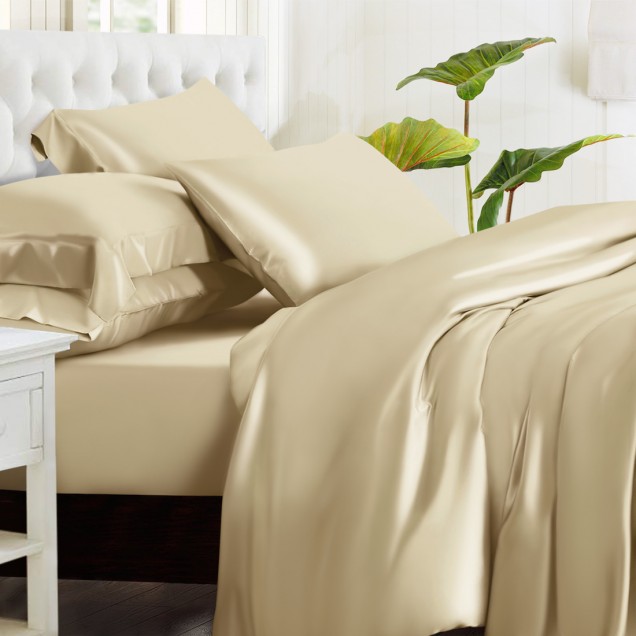 Best Champagne 3 PCS 22 Momme Mulberry Silk Duvet Cover Set Canada Best Champagne 3 PCS 22 Momme Mulberry Silk Duvet Cover Set Canada