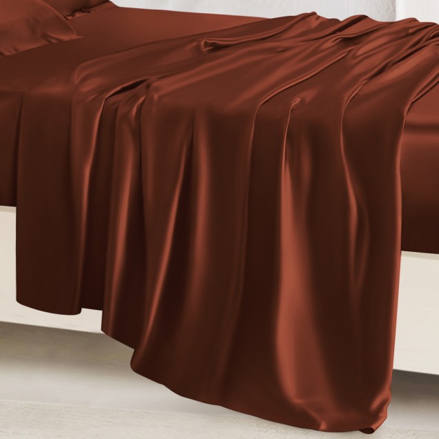 Best Rust Red 22 Momme Mulberry Silk Sheet Set Canada Best Rust Red 22 Momme Mulberry Silk Sheet Set Canada