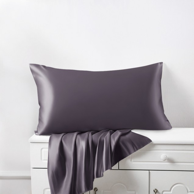 Best Slate Gray 22 Momme Mulberry Silk Pillowcase with Hidden Zipper Canada Best Slate Gray 22 Momme Mulberry Silk Pillowcase with Hidden Zipper Canada