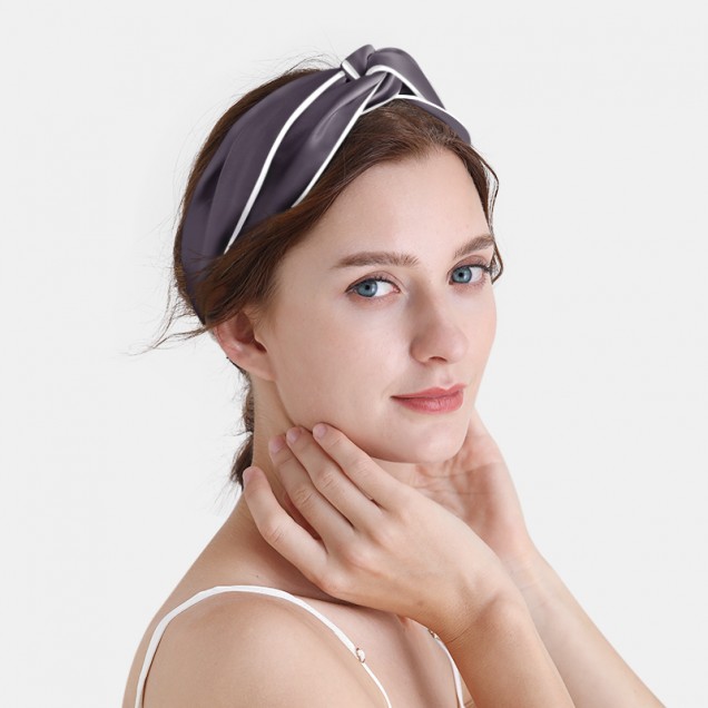 Best Slate Gray & Ivory Silk Headband Canada