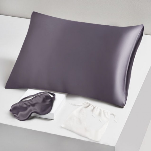 Best Two Piece Silk Gift Set Slate Gray Pillowcase & Eye Mask Canada Best Two Piece Silk Gift Set Slate Gray Pillowcase & Eye Mask Canada